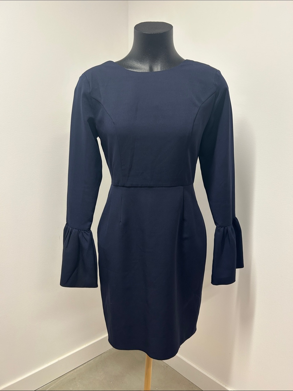 Gianni Bini Navy Long Sleeve Sheath Dress with Flared Cuffs